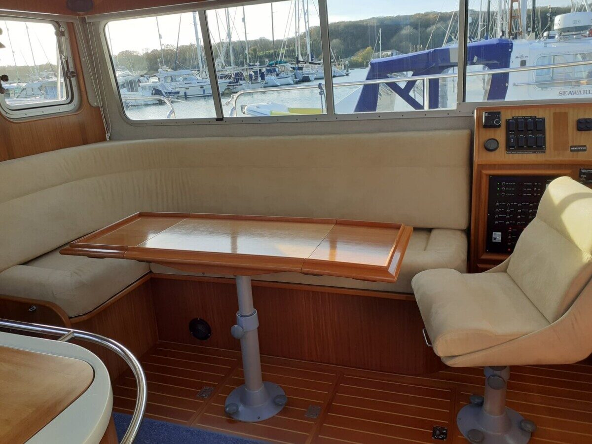 Marine boat interior reupholstered